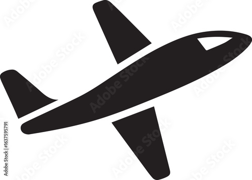 Silhouette Style Vector Airplane Logo Icon Design – Minimal Aviation Symbol for Travel, Airline, Tourism, and Pilot Branding, Monochrome Flight Graphic Illustration