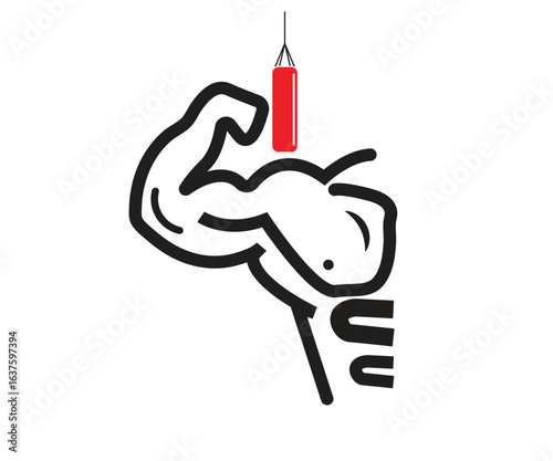 GYM PILLOW DESIGN &. Red glossy vector icon of a plastic clip with 3D design and painting style