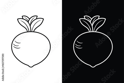 Rutabaga Outline Vector. Thin Line Icon Perfect for Nutrition and Farming Designs