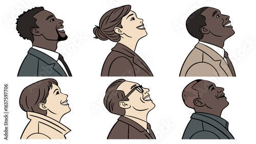 Profile Portraits of Smiling Business Professionals.