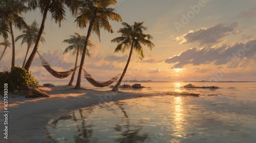 Relaxing tropical beach sunset