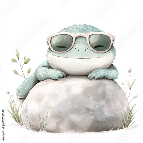 a cute Chubby lizard lying lazily on a rock