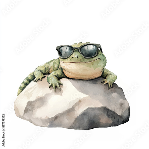 a cute Chubby lizard lying lazily on a rock