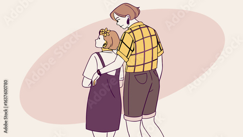Two Cartoon Figures Embracing Depicting Affection and Connection.