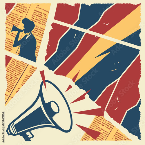 Announcing the Voice: An evocative illustration capturing a silhouette speaking into a megaphone.