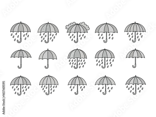 Rainy Day Essentials: A visual compilation of umbrellas amidst the rain, depicting the anticipation of the approaching drizzle.