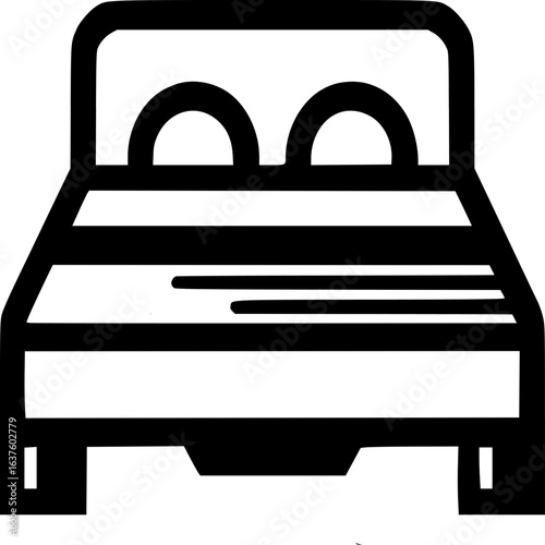 Minimalist Bed Design: A simple, clean-lined illustration depicts a comfortable bed with two pillows, embodying rest and relaxation.