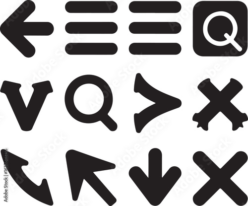 Black directional and functional icons arrow left arrow