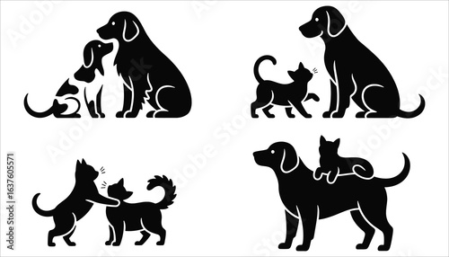 Dog and Cat Silhouette Vector Set for Pet and Animal Design
