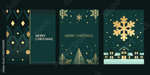 Elegant christmas card designs with gold accents and winter scenes