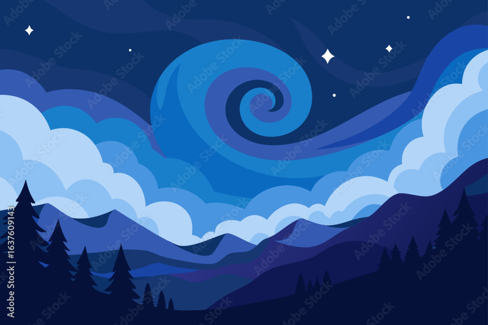 Obraz premium Night Sky Swirl Abstract Landscape Background Design