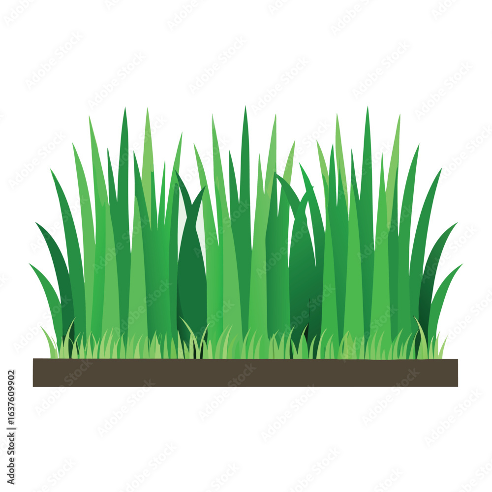 Fototapeta premium verdant grass tufts row flat vector illustration