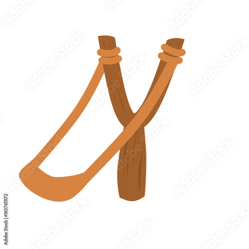 Hand-drawn illustration of a slingshot. Illustration of a children's game slingshot. Illustration of a slingshot shooting tool. Illustration of a slingshot 

