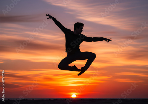 Wallpaper Mural Dynamic Dance Pose Against Sunset Torontodigital.ca