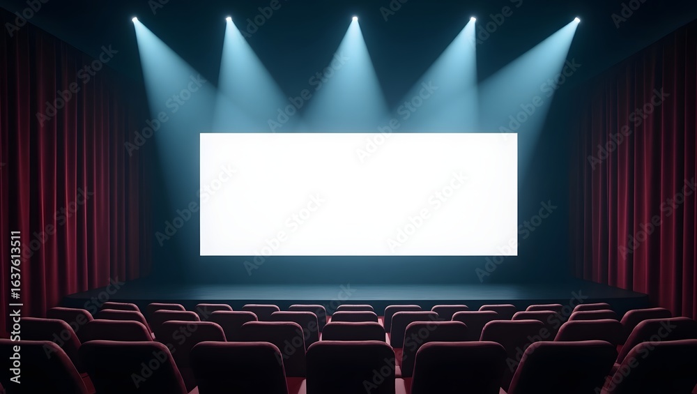 Fototapeta premium Exhibition Display Mockup: Blank Billboard in Movie Stage