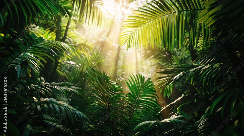Fototapeta premium Lush tropical jungle sunlight