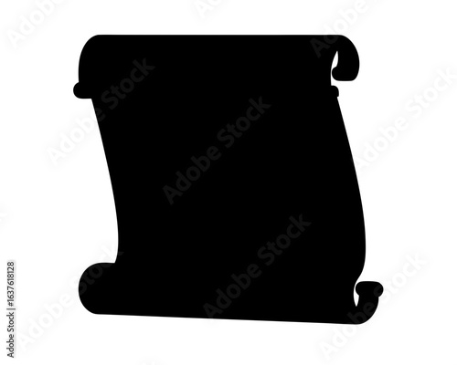 Ancient paper manuscript scroll, empty blank parchment, isolated on a white background