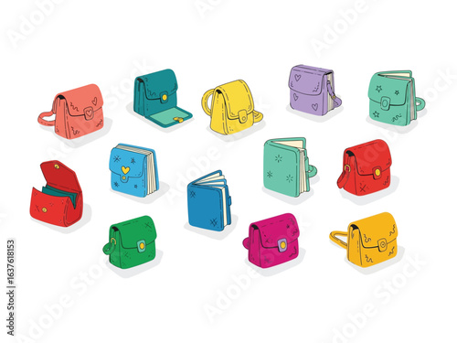 Colorful Backpacks: A vibrant array of colorful backpacks of varied shapes and designs, each reflecting individuality and the joyful spirit of learning.