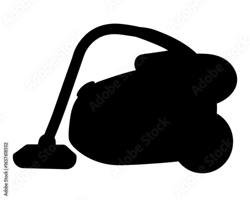 Silhouette of a canister vacuum cleaner with hose and floor head attachment