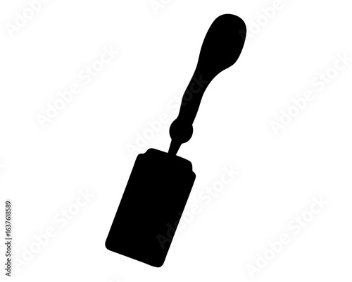 Black silhouette of a bottle opener tool isolated on a white background