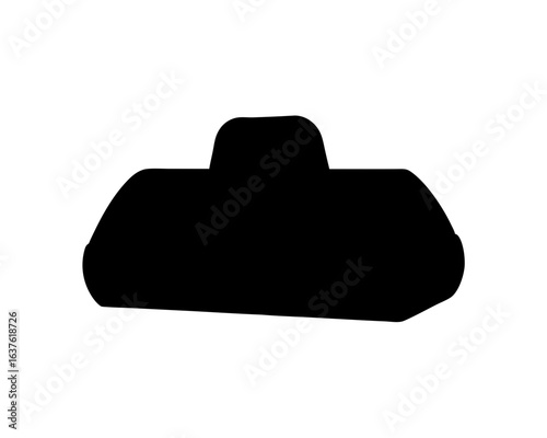 Monochromatic rendering of a large, black luggage bag silhouette on white