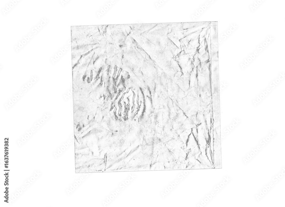 Fototapeta premium plastic transparent cellophane bag on white background. The texture looks blank and shiny. The plastic surface is wrinkly and tattered making abstract pattern. . textura de plástico. bolsas plastico.