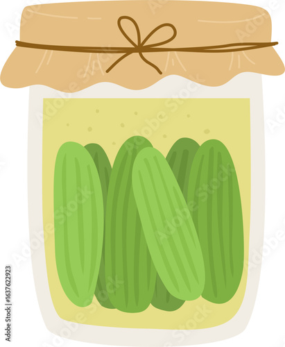 Pickled cucumbers in a jar