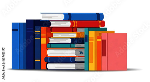 Stack of Colorful Books with Various Sizes and Cover Designs