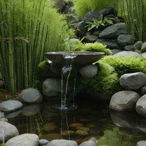zen garden pond with water