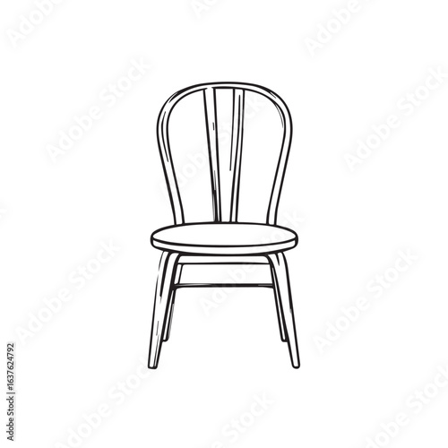 Wooden Chair Outline - Simple Black and White Line Drawing for Furniture Design