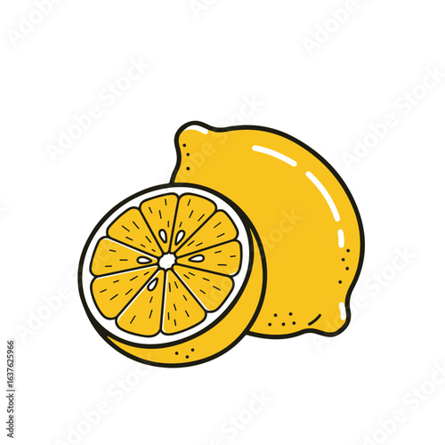 Fresh and zesty lemons, one cut open, ready to add a citrusy burst to any dish.