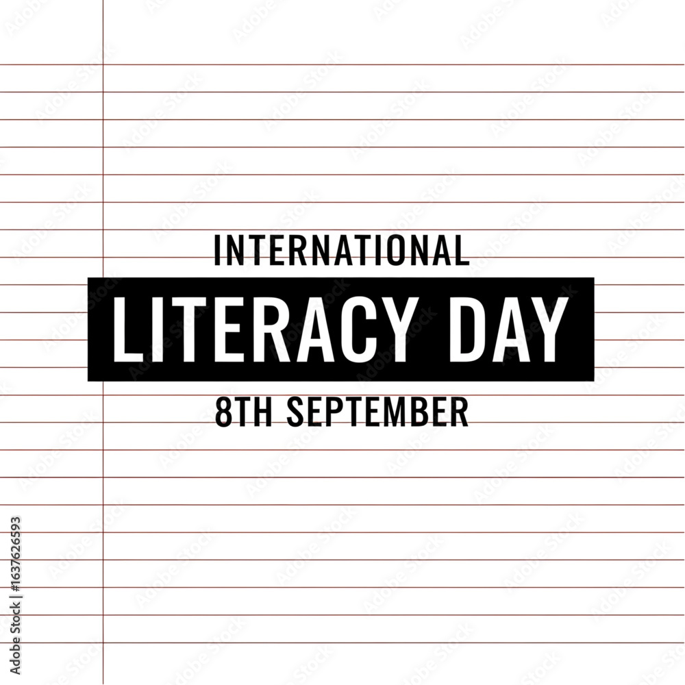 Bold Black Text Celebrating International Literacy Day on White Background Bold Black Text Celebrating International Literacy Day on White Background