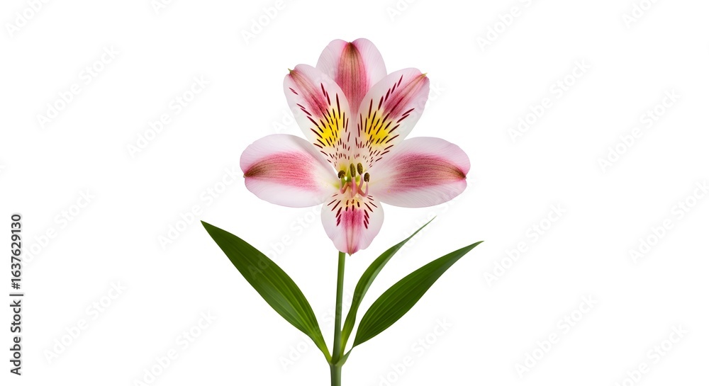 Fototapeta premium Pink and White Alstroemeria Isolated on White