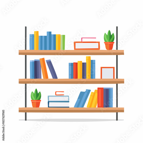 Bookshelf icon for home library or decor designs