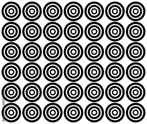 透明の背景に白黒の3つの円が重なるオブジェクトをデザイン、規則的に配置したベクター・イラストの壁紙