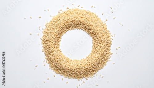 Wallpaper Mural Artistic Presentation of a White Rice Circle on a Minimalist White Background Evoking Calmness and Purity Torontodigital.ca