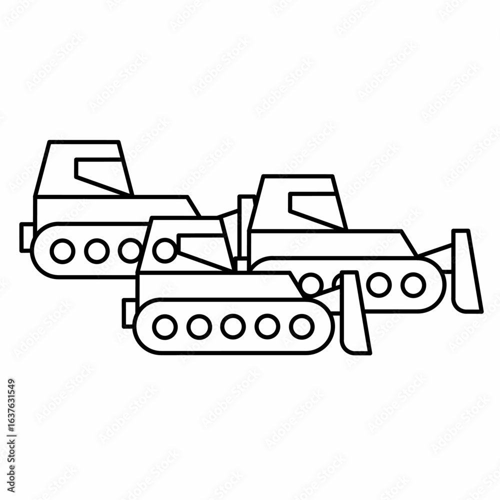 Naklejka premium Excavator vector icon with outline. Excavator symbol. Vector icon.