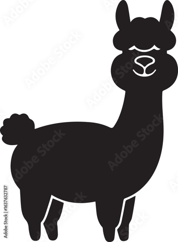 Silhouette Style Vector Alpaca Logo Icon – Minimal Farm Animal Symbol for Textile, Wool, Nature, or Eco Branding, Monochrome Llama Design Graphic for Print, Web, Fashion, and Merchandise