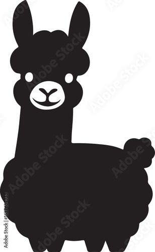 Silhouette Style Vector Alpaca Logo Icon – Minimal Farm Animal Symbol for Textile, Wool, Nature, or Eco Branding, Monochrome Llama Design Graphic for Print, Web, Fashion, and Merchandise