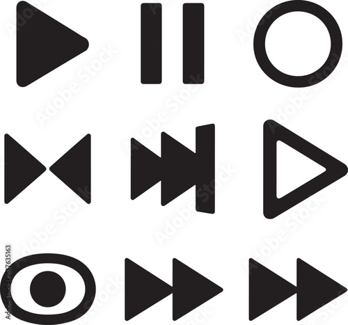 Play pause rewind fast forward and record icons play icon