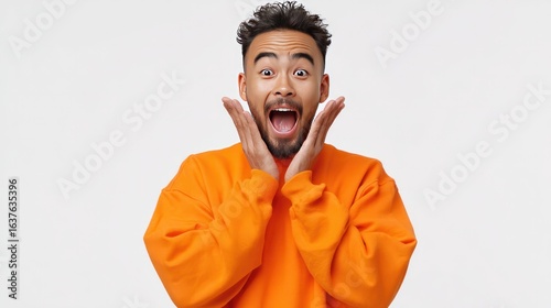 Pure Shock & Awe: A captivating portrait capturing an individual's awe-struck expression, perfect for conveying surprise, astonishment, or pure amazement.