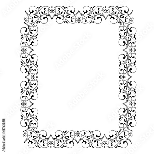 Vintage Ornamental Vector Frame – Elegant Black Vector Border, SVG