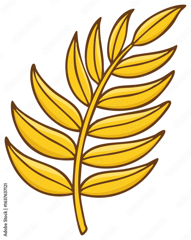 Golden yellow foliage branch cartoon illustration natural graphic Golden yellow foliage branch cartoon illustration natural graphic
