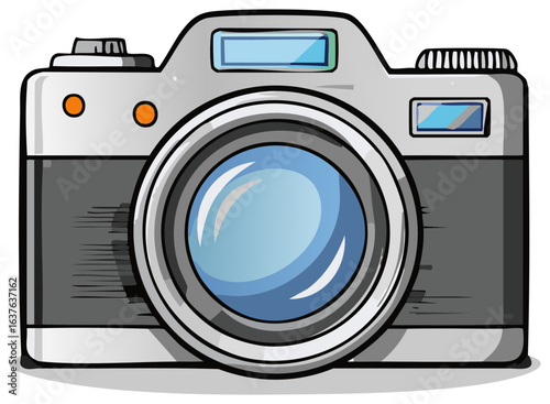 Photography Camera, Cartoon Style, Photo Equipment, Drawing Illustration