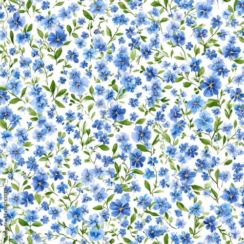 Delicate blue flower pattern on white