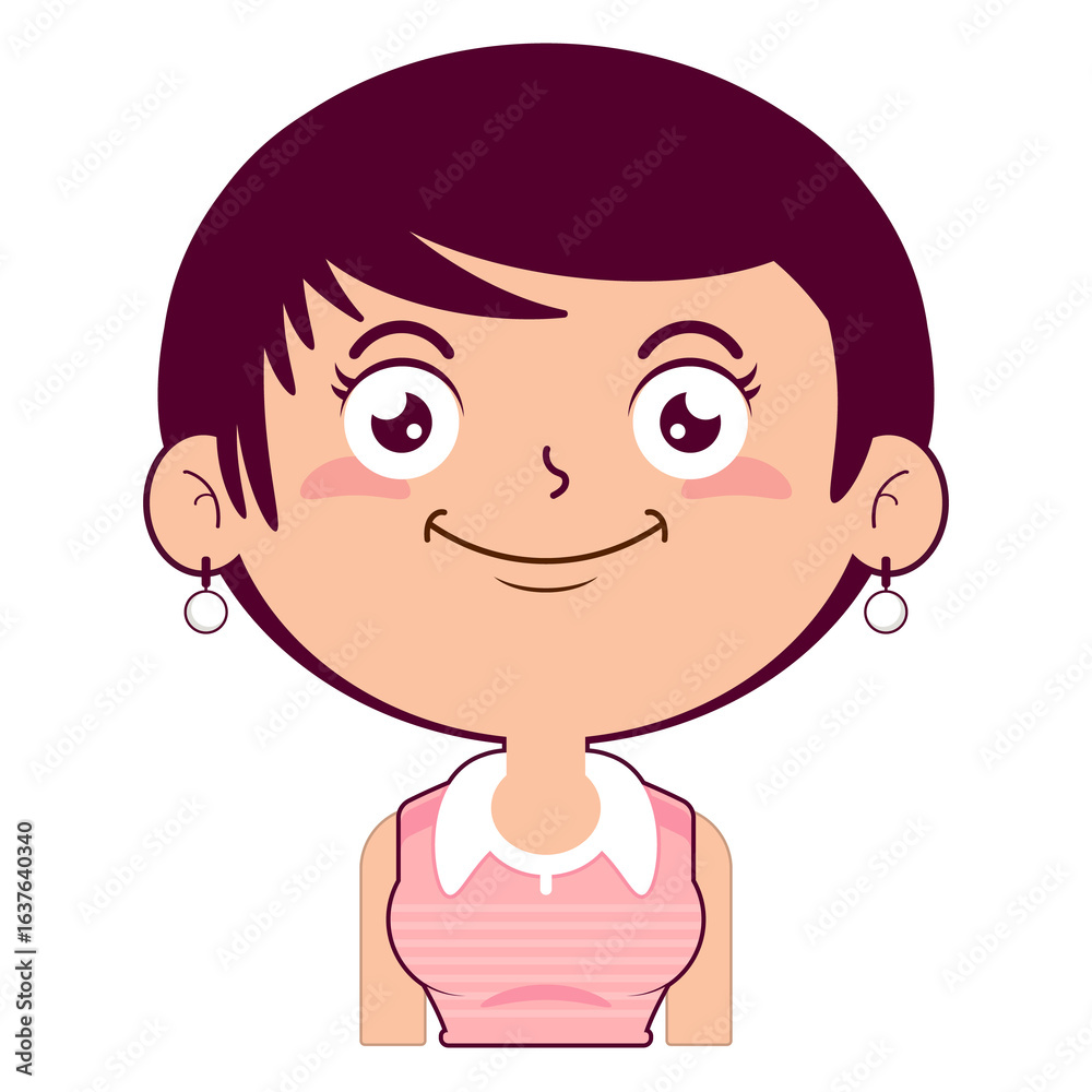 girl short bob hair smile face cartoon cute girl short bob hair smile face cartoon cute