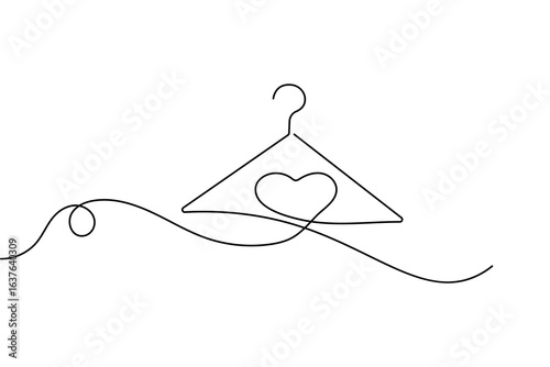 Minimalist style clothes hangers continuous one line drawing isolate outline vector illustration design
