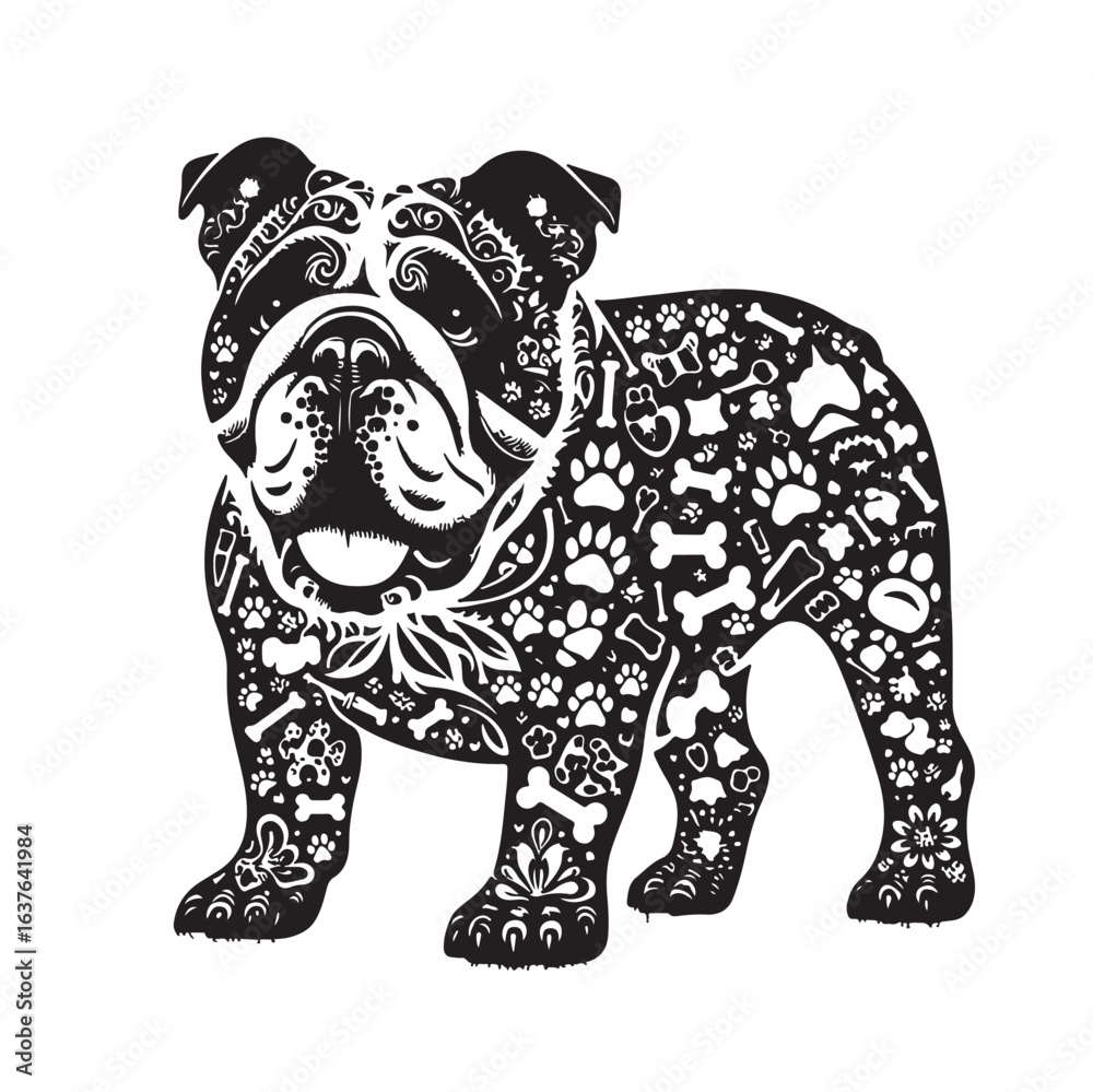 Fototapeta premium Vector silhouette of dog on white backgroud.