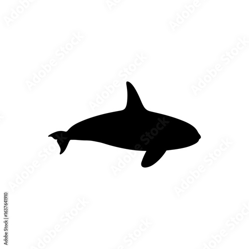 Orca Whale silhouette vector flat illustration design.
