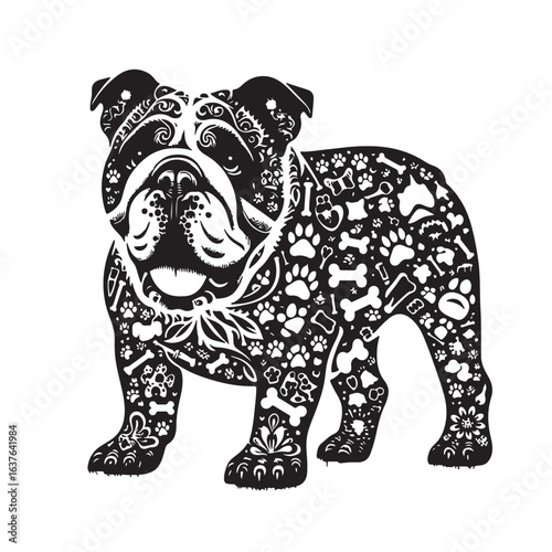 Vector silhouette of  dog on white backgroud.